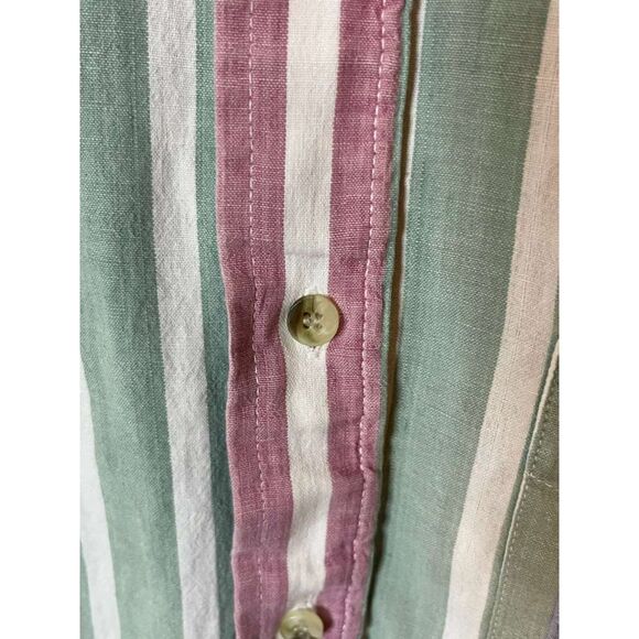 Izod Mens XL Striped Short Sleeve Button Up Shirt - Picture 5 of 6